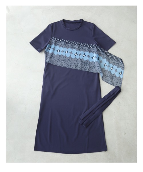 「CAWAII」 半袖ワンピース FREE ネイビー レディース_画像3
