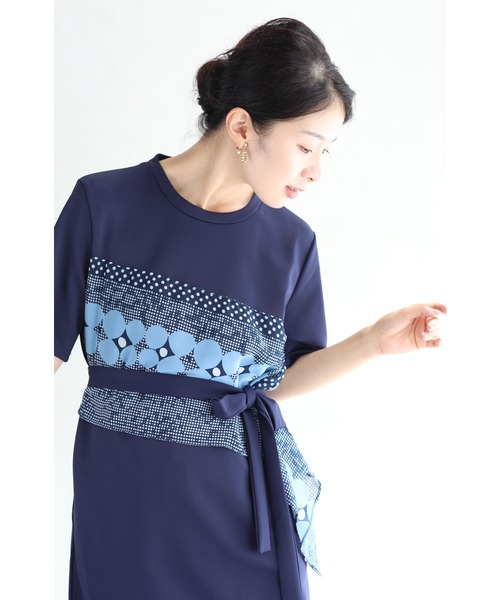 「CAWAII」 半袖ワンピース FREE ネイビー レディース_画像4