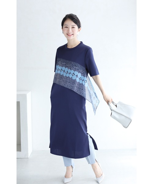 「CAWAII」 半袖ワンピース FREE ネイビー レディース_画像6