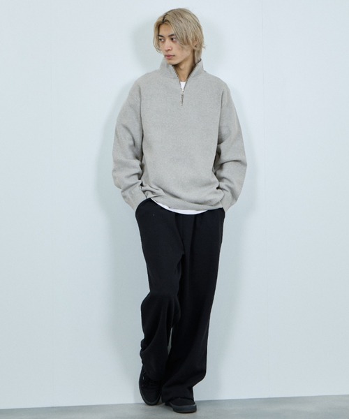 NAVY セーター ニット 快適ミラノリブハーフジップニット