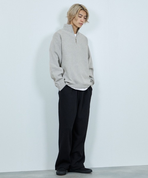 NAVY セーター ニット 快適ミラノリブハーフジップニット