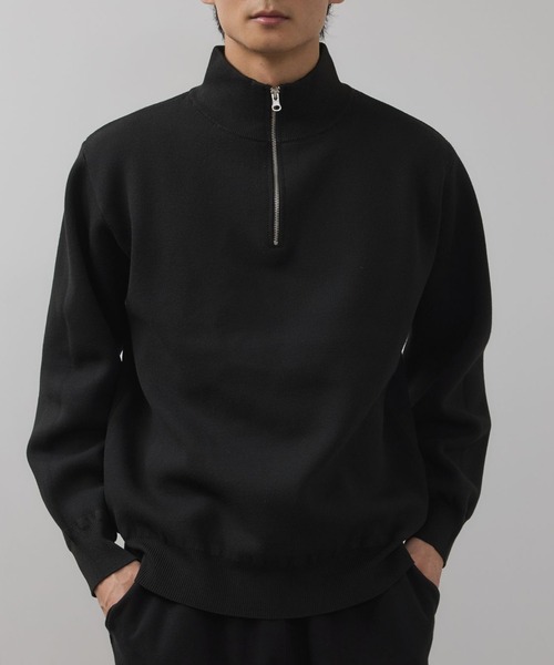 NAVY セーター ニット 快適ミラノリブハーフジップニット