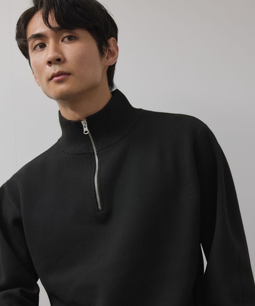 NAVY セーター ニット 快適ミラノリブハーフジップニット