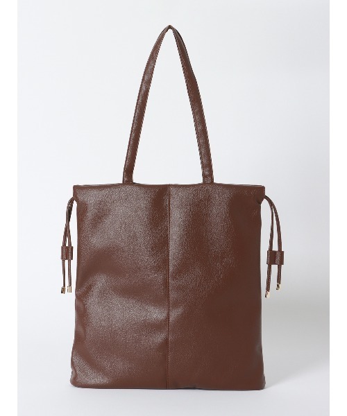 トートバッグ 巾着トートバッグ 2WAY シュリンクフェイクレザー