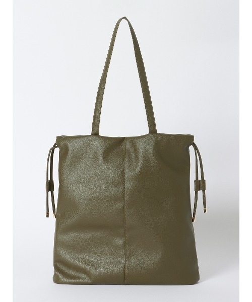 トートバッグ 巾着トートバッグ 2WAY シュリンクフェイクレザー