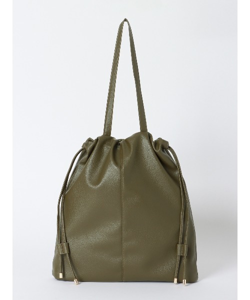 トートバッグ 巾着トートバッグ 2WAY シュリンクフェイクレザー