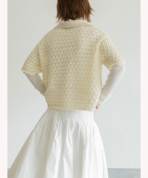 「enchainement」 半袖ニット フリー オフホワイト レディース_画像5