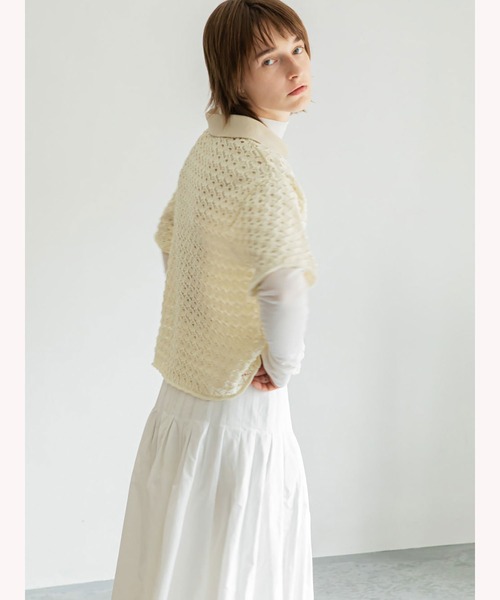 「enchainement」 半袖ニット フリー オフホワイト レディース_画像6