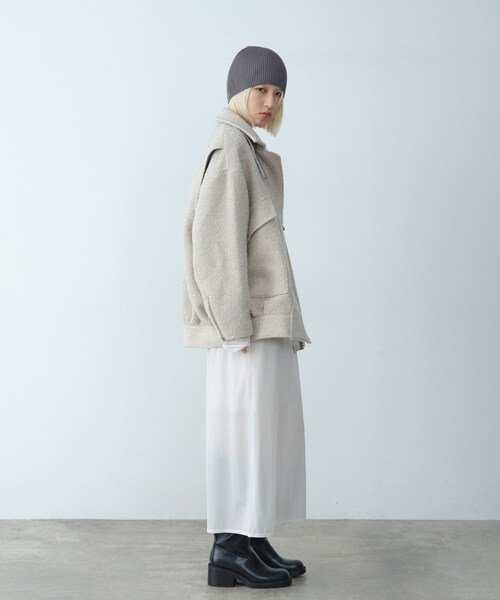 ダウンコート ダウンジャケット oversized tweed blouson レディースの画像