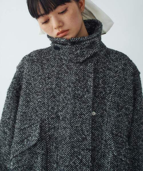 ダウンコート ダウンジャケット oversized tweed blouson レディースの画像