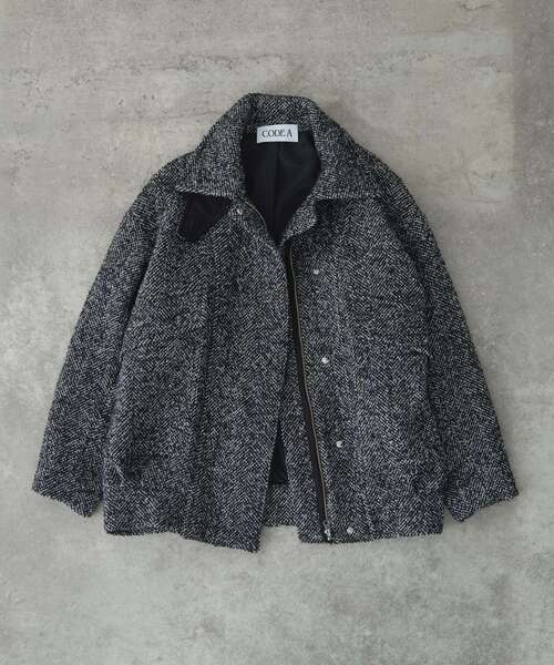ダウンコート ダウンジャケット oversized tweed blouson レディースの画像