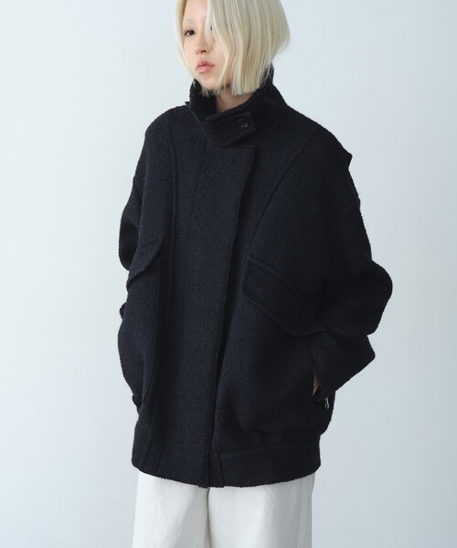 ダウンコート ダウンジャケット oversized tweed blouson レディースの画像
