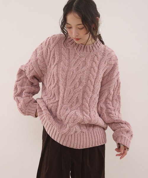 MUHET（ミュエータ） ニット セーター velour chenille yarn cable