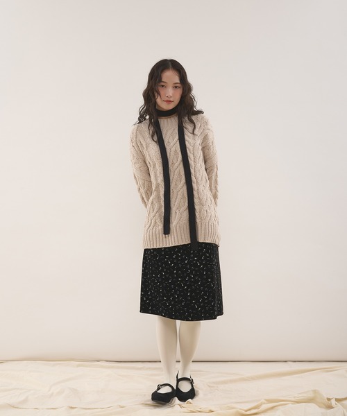 MUHET（ミュエータ） ニット セーター velour chenille yarn cable