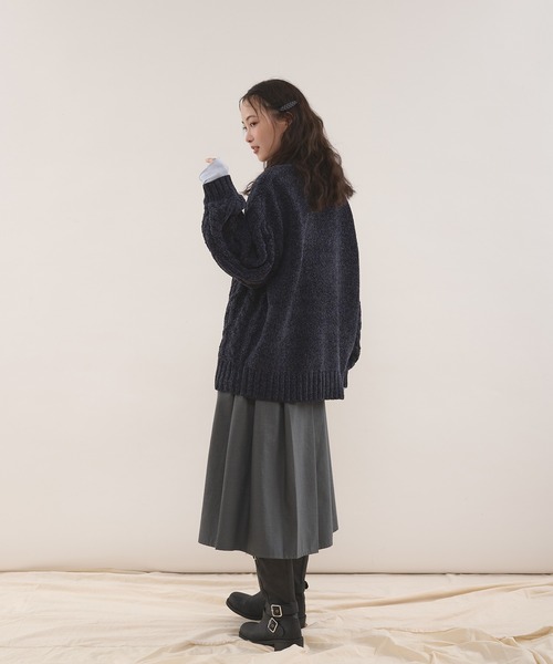 MUHET（ミュエータ） ニット セーター velour chenille yarn cable