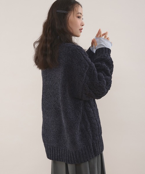MUHET（ミュエータ） ニット セーター velour chenille yarn cable