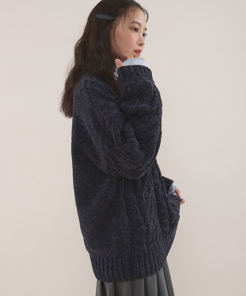 MUHET（ミュエータ） ニット セーター velour chenille yarn cable