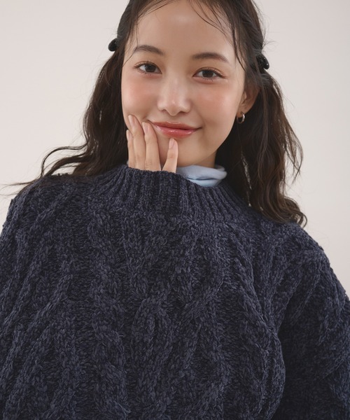 MUHET（ミュエータ） ニット セーター velour chenille yarn cable