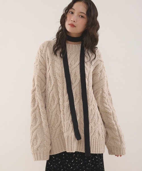 MUHET（ミュエータ） ニット セーター velour chenille yarn cable