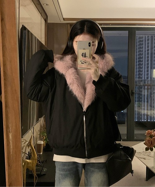 レザーとファーのエレガントコート　リバーシブル　L レザーとファーのエレガントコート リバーシブル L セール】エコファー