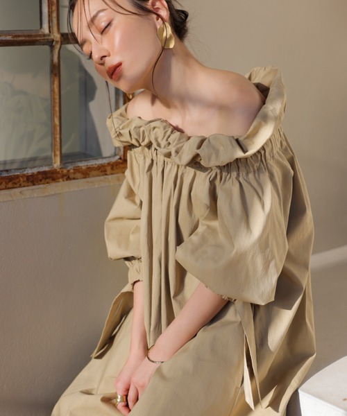 anuans（アニュアンス） 半袖ワンピース FREE ベージュ レディース