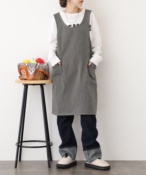 l'atelier Nuuit（アトリエ ヌイ） エプロン ヒッコリー クロス