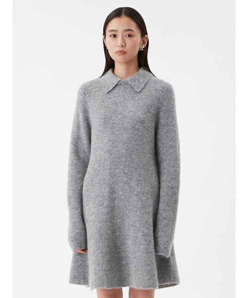 Mila Owen（ミラオーウェン） ニット セーター 襟付きペプラムニット