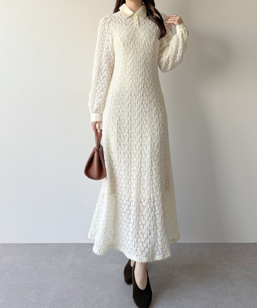 mipiarl ワンピース レースポロワンピース（ぺチワンピースセット