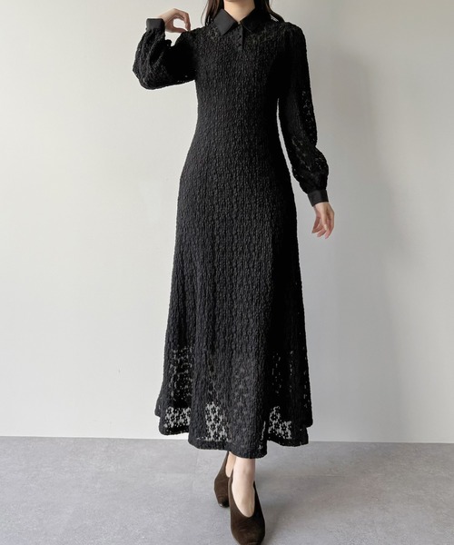 mipiarl ワンピース レースポロワンピース（ぺチワンピースセット