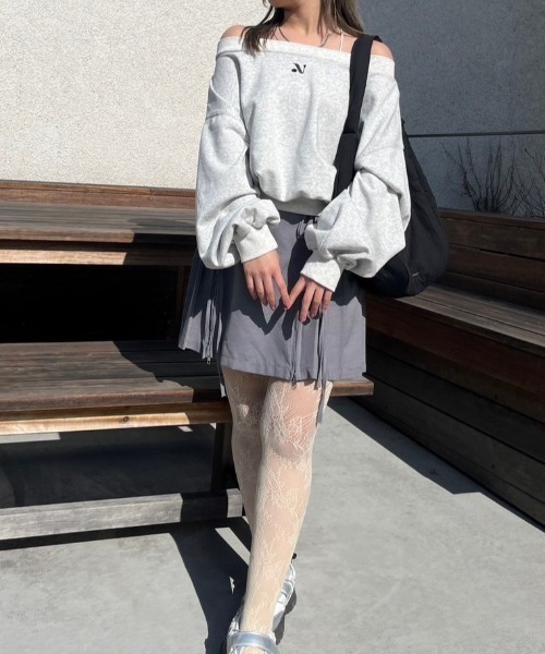 「nemne store」 スウェットカットソー MEDIUM スミクロ レディース_画像9