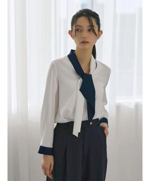【TONAL】ブラウス TONAL（トーナル） ブラウス シャツ バイカラーボウタイブラウス