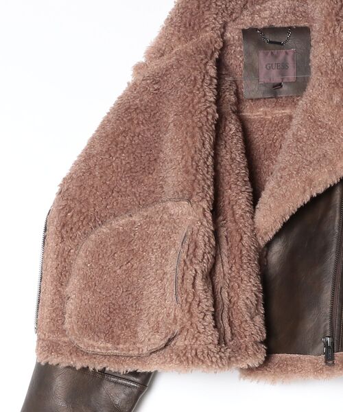 GUESS（ゲス） レザージャケット ライダース YOLENE Faux Shearling