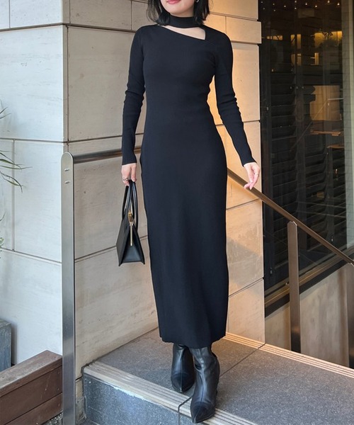 anuans（アニュアンス） ニットワンピース MEDIUM ブラック レディース