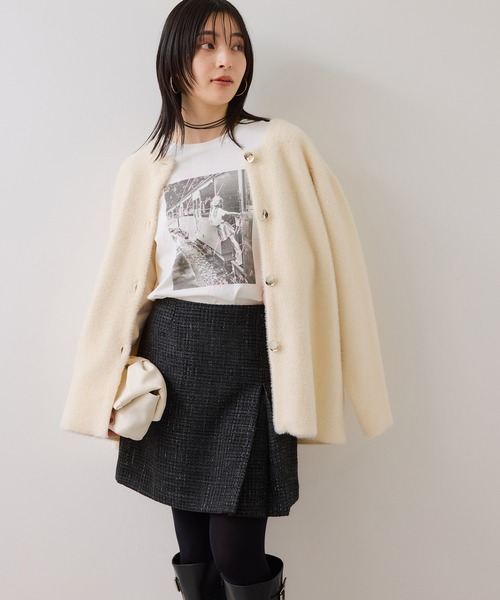 VIS（ビス） tシャツ ロゴ＆フォトアソートプリントロンT レディース
