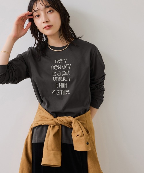 VIS（ビス） tシャツ ロゴ＆フォトアソートプリントロンT レディース