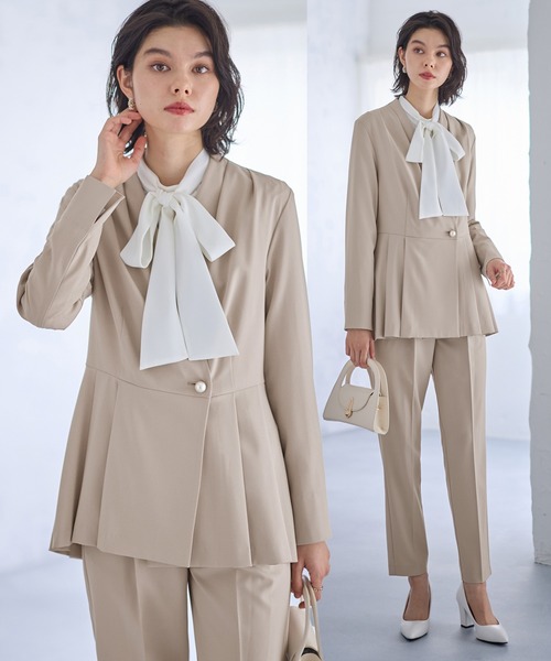 GeeRA（ジーラ） セットアップ 「2点セット」パールボタンペプラム