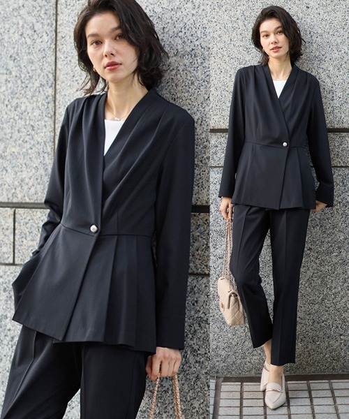 GeeRA（ジーラ） セットアップ 「2点セット」パールボタンペプラム