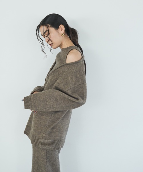 「AIC.」 長袖ニット FREE チャコールグレー レディース_画像2