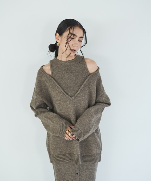 「AIC.」 長袖ニット FREE チャコールグレー レディース_画像4