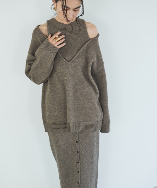 「AIC.」 長袖ニット FREE チャコールグレー レディース_画像5