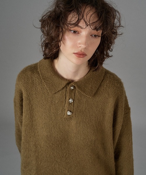 「ONCILY」 長袖ニット LARGE アイボリー メンズ_画像7