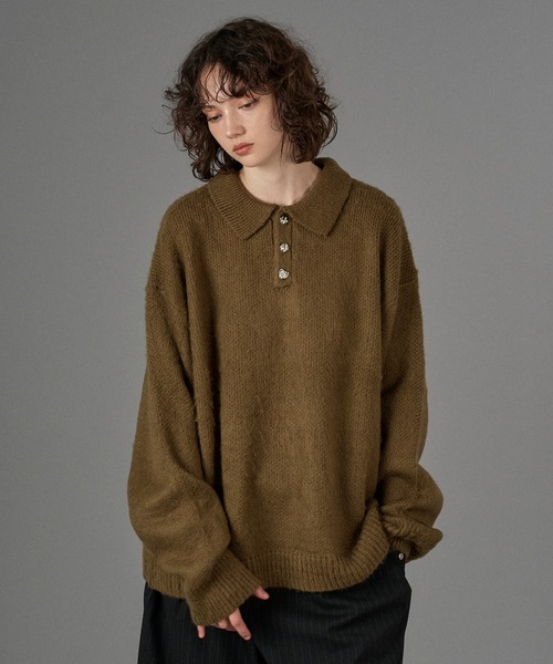 「ONCILY」 長袖ニット LARGE アイボリー メンズ_画像8