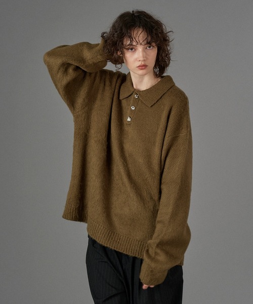 「ONCILY」 長袖ニット LARGE アイボリー メンズ_画像9