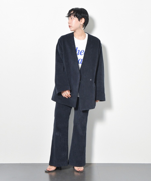 「CITYSHOP」 ブーツカットパンツ 38 ネイビー レディース_画像6