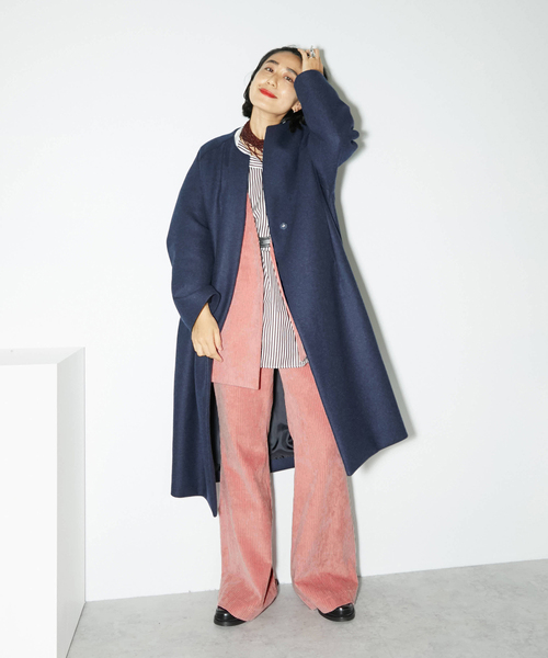 「CITYSHOP」 ブーツカットパンツ 38 ネイビー レディース_画像7