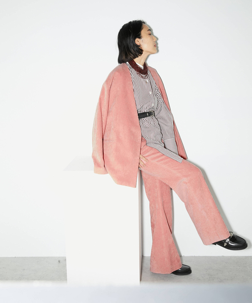 「CITYSHOP」 ブーツカットパンツ 38 ネイビー レディース_画像9