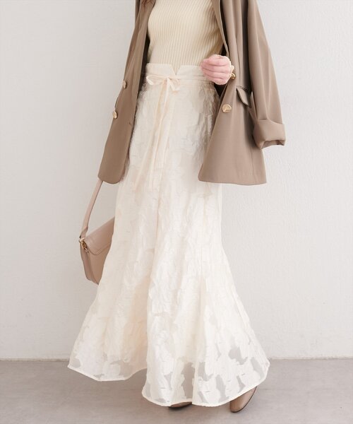 natural couture スカート 長さ変えられるシアージャガードスカート