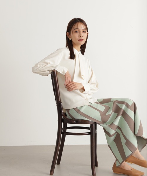 [N.(N. Natural Beauty Basic)] длинный рукав блуза MEDIUM голубой женский 