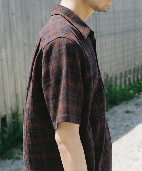 LIDnM（リドム） シャツ CREPE COTTON PLAID SHIRT メンズ : ZOZOTOWN