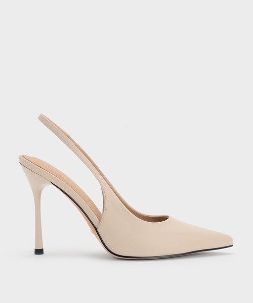 パンプス レザースリングバック スティレットパンプス